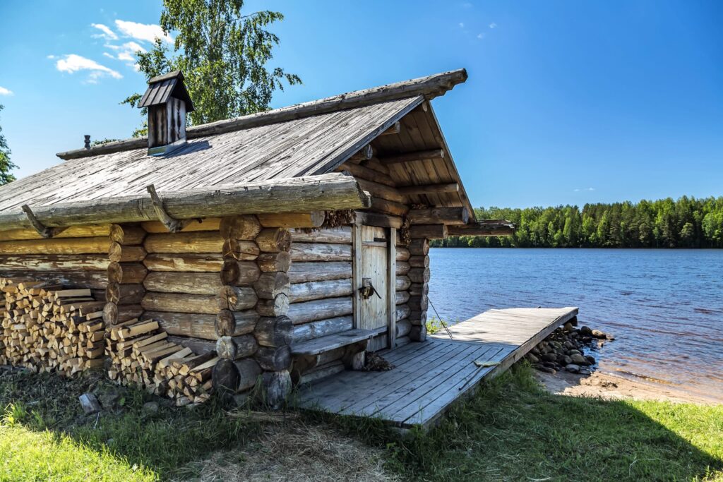 Finnish sauna by a river