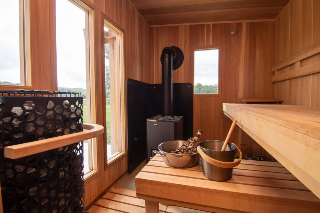 Sauna heaters inside Finnish style sauna